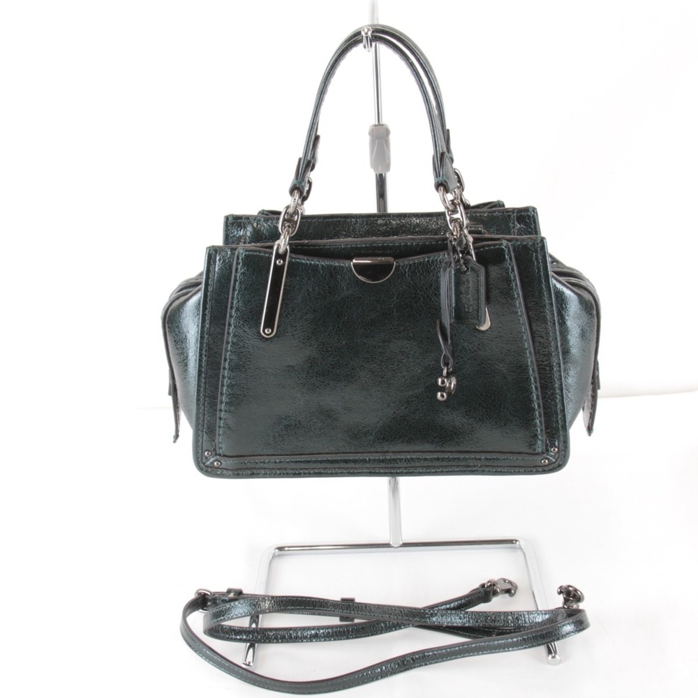 COACH 2-way shoulder bag, leather, green, women's.